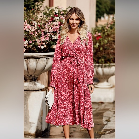Prettygarden Dresses & Skirts - New PrettyGarden Boho Cottagecore Floral Shabby Chic Wrap Maxi Flowy Dress